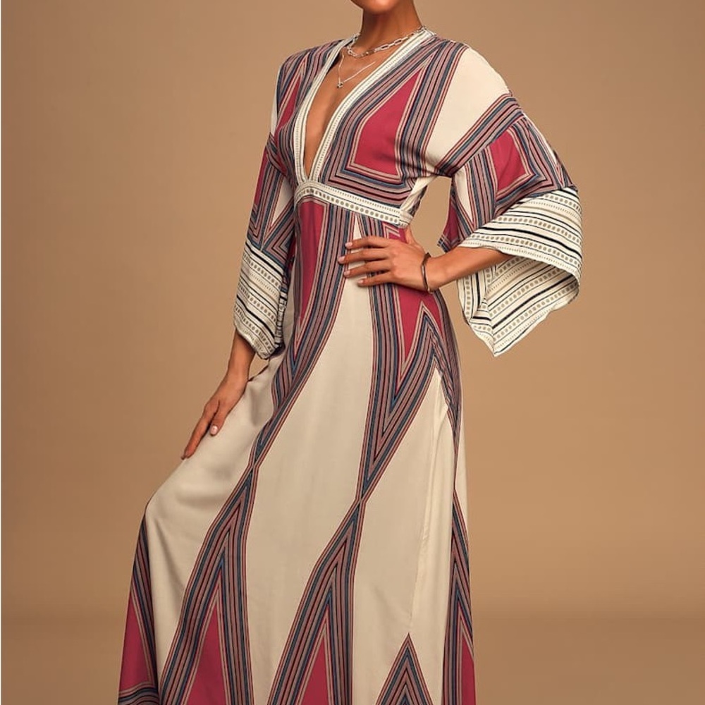 Lulus Monticeto Cream Print Maxi Dress - Picture 4 of 9